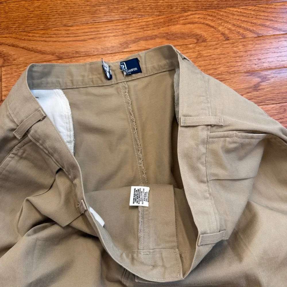 Vintage Polo Ralph Lauren Pleated Chino Pants Fits Mens 36x30 Khaki Made in USA